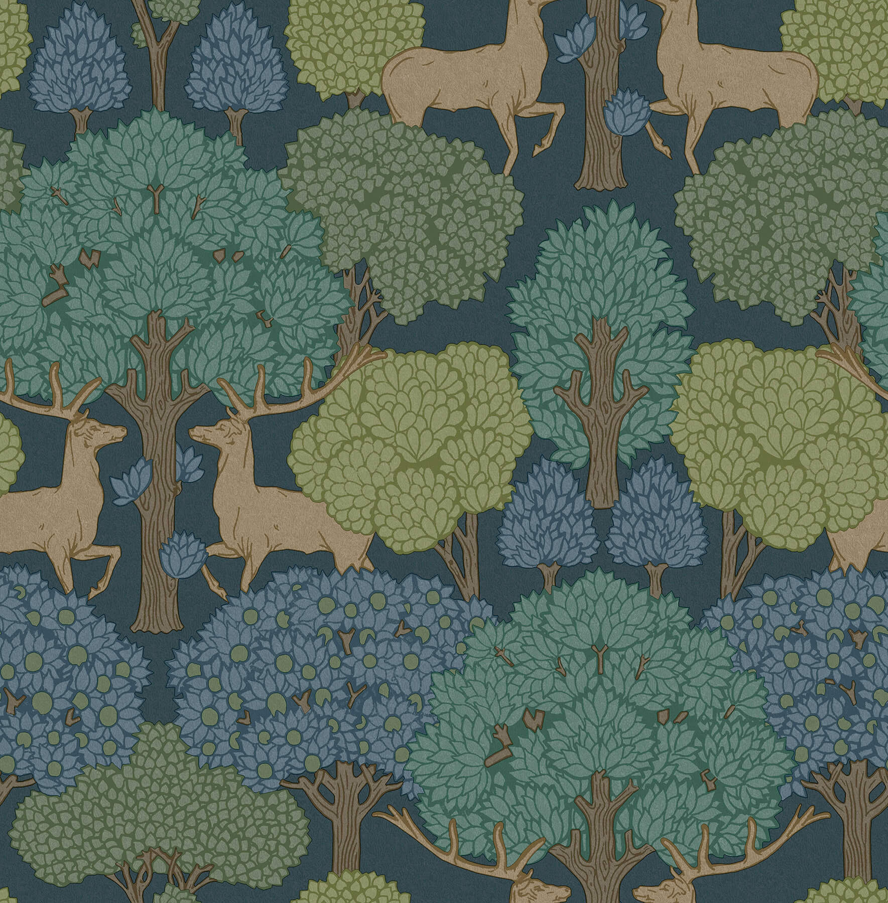 Westbury Forest Forest of Arden Deer Wallpaper - Blue1.jpg